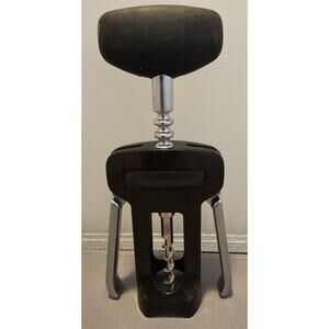 Goodcook Black/Silver Corkscrew Wine Bottle Opener w/Fins - Push Down - 6-1/2"